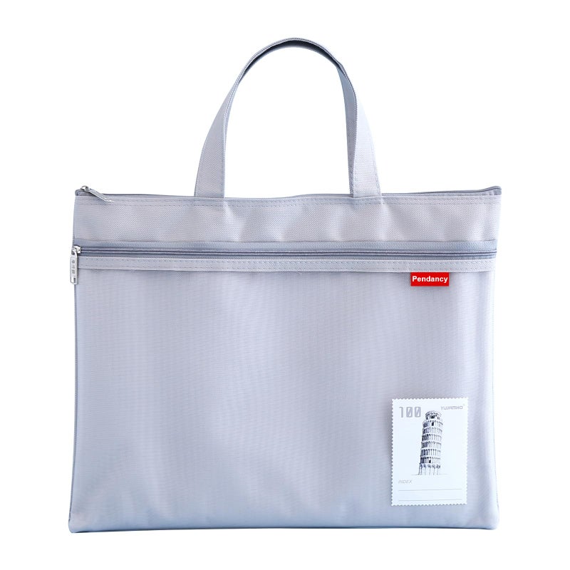 Pendancy Mesh Zipper Pouch 11x13.7 in, Large Double Pocket Waterproof File Bag with Handle, A4 Size Foldable Document Storage for Puzzle Project/Cross Stitch/Travel/Officeï¼ˆGrayï¼‰ - Image 1