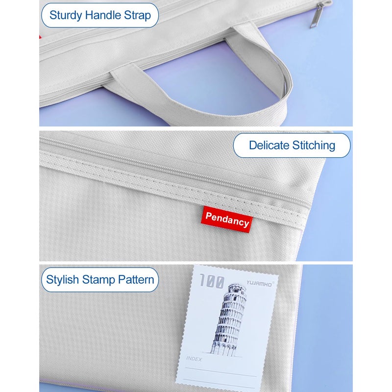 Pendancy Mesh Zipper Pouch 11x13.7 in, Large Double Pocket Waterproof File Bag with Handle, A4 Size Foldable Document Storage for Puzzle Project/Cross Stitch/Travel/Officeï¼ˆGrayï¼‰ - Image 5
