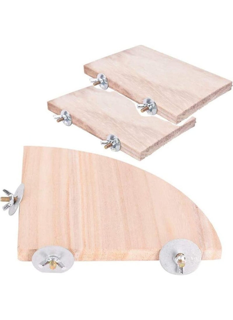 Alyones - 2 Pieces Rectangular 1 Piece Quarter Circle Wooden Bird Perch Set of 3 Bird Perch - Image 1