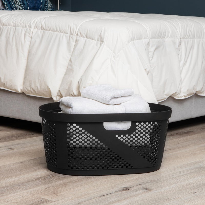 Mind Reader 40L Ventilated Laundry Baskets, Lightweight Clothes Hamper with Cutout Handles for Bathrooms and Closets, Plastic, Set of 2, Black - Image 2
