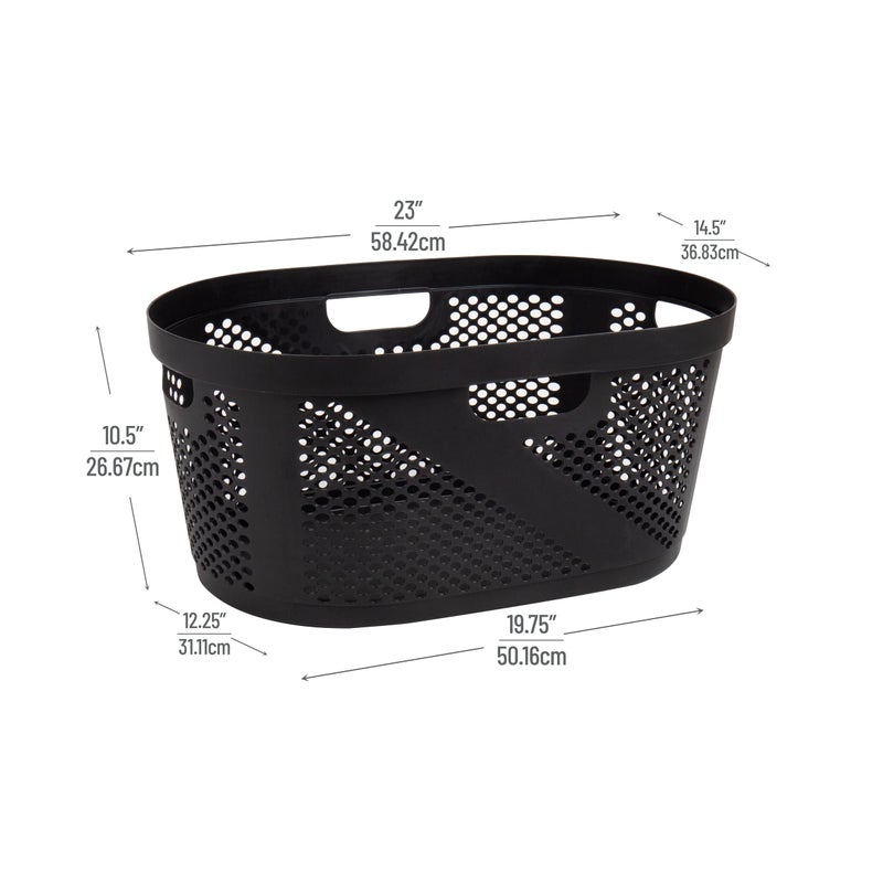 Mind Reader 40L Ventilated Laundry Baskets, Lightweight Clothes Hamper with Cutout Handles for Bathrooms and Closets, Plastic, Set of 2, Black - Image 3