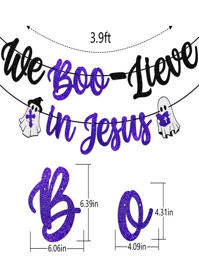 FOZEE Christian Halloween Decorations, Halloween Ghost Decor for Sunday School, We Boo-Lieve in Jesus Banner - Image 2