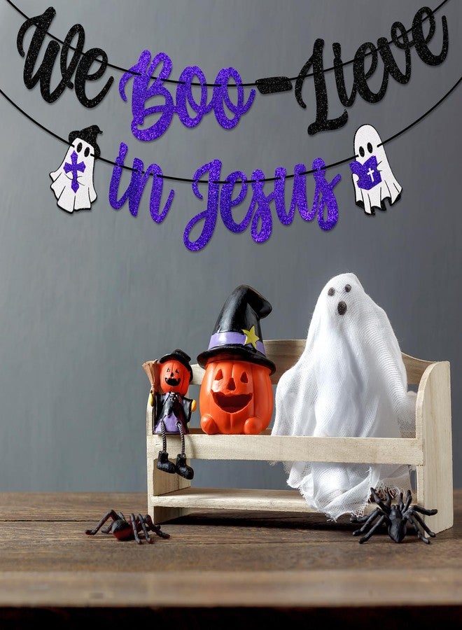 FOZEE Christian Halloween Decorations, Halloween Ghost Decor for Sunday School, We Boo-Lieve in Jesus Banner - Image 5