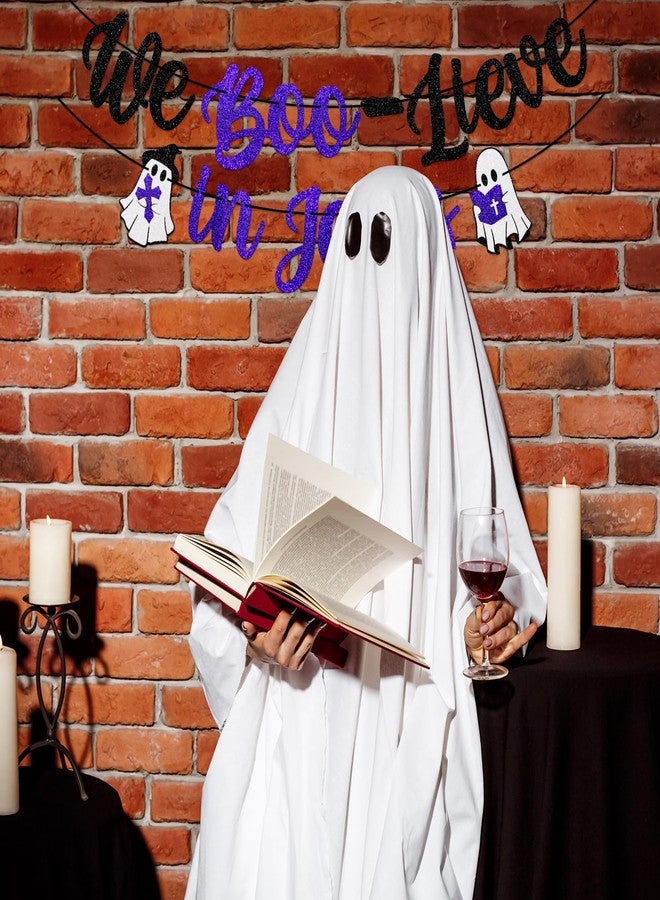 FOZEE Christian Halloween Decorations, Halloween Ghost Decor for Sunday School, We Boo-Lieve in Jesus Banner - Image 4