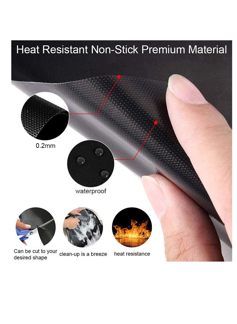 5pcs Reusable Non-Stick BBQ Grill Mat Pad Baking Sheet Meshes Portable Outdoor Picnic Cooking Barbecue Tool 40x33CM (Black) - Image 3
