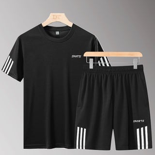 Summer Casual Sports Suit Mens Short-sleeved T-shirt 2020 New Shorts Quick-drying Breathable Fitness Wear Two-piece Set Black - pzsku/Z91A3184A629C99C72428Z/45/1746202845/244d340c-f8e3-4a0d-b803-a4f1c468d9f5