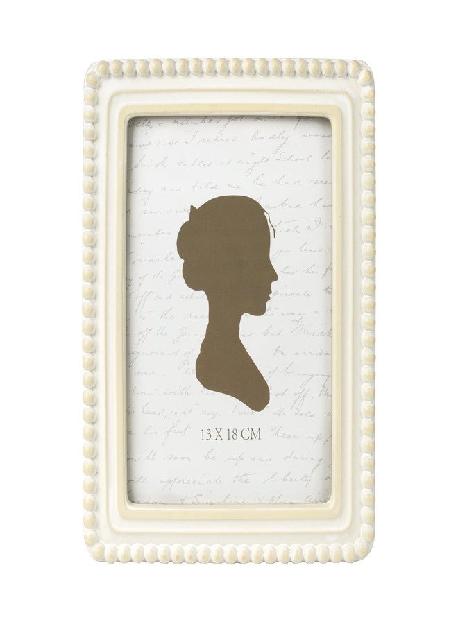 Sunlit إطار صور عتيق مضاء بأشعة الشمس، مقاس 5×7 بوصة، بحافة مزخرفة بالخرز، إطارات صور مربعة فاخرة عتيقة الطراز بواجهة زجاجية، عرض صور بوهيمي، تعليقة جدارية أو على الطاولة، فكرة هدية، أبيض عتيق - Image 1