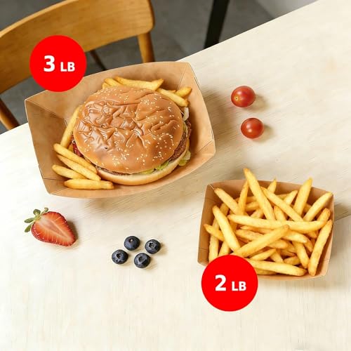 JPPSUJJ 250 Pack 2lb Paper Food Boats - Heavy-Duty Food Trays Disposable,Paper Food Trays for Hot Dog,Nacho,Fries,Onion Rings,Ice Cream or Other Snacks - Image 3