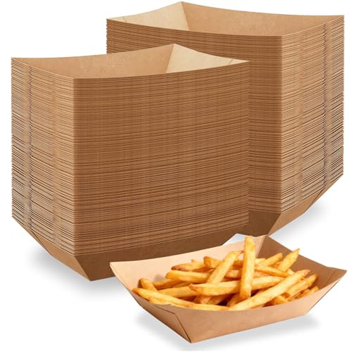 JPPSUJJ 250 Pack 2lb Paper Food Boats - Heavy-Duty Food Trays Disposable,Paper Food Trays for Hot Dog,Nacho,Fries,Onion Rings,Ice Cream or Other Snacks - Image 1