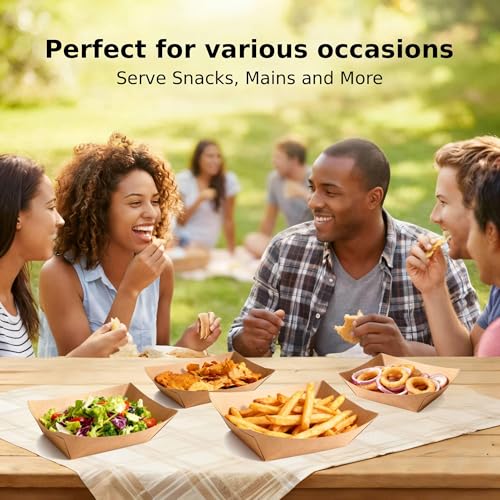 JPPSUJJ 250 Pack 2lb Paper Food Boats - Heavy-Duty Food Trays Disposable,Paper Food Trays for Hot Dog,Nacho,Fries,Onion Rings,Ice Cream or Other Snacks - Image 4