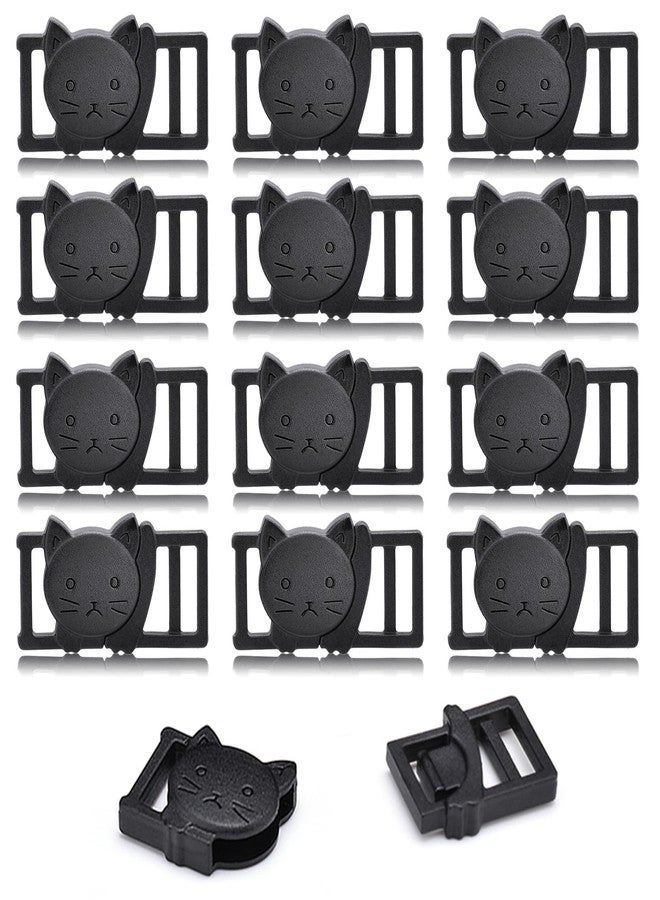CooBigo 25Pack 3/8" Cat Collar Breakaway Clasps Accessories Plastic Adjustable Buckle Small Pet Supplies for Kitten Collar Straps DIY Cat Stuff(Black) - Image 1