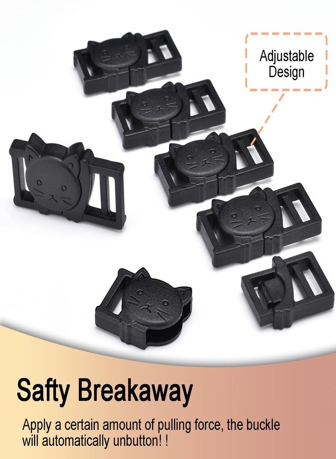 CooBigo 25Pack 3/8" Cat Collar Breakaway Clasps Accessories Plastic Adjustable Buckle Small Pet Supplies for Kitten Collar Straps DIY Cat Stuff(Black) - Image 2