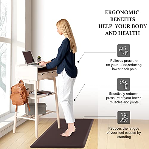 HappyTrends 2 PCS Kitchen Mat Cushioned Anti-Fatigue Floor Mat, Heavy Duty Ergonomic Comfort Foam Standing Mat, Waterproof Non-Slip Kitchen Rugs for Home, Office(17.3"x28"+17.3"x47",Chocolate) - Image 4