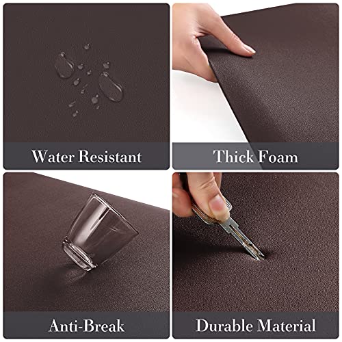 HappyTrends 2 PCS Kitchen Mat Cushioned Anti-Fatigue Floor Mat, Heavy Duty Ergonomic Comfort Foam Standing Mat, Waterproof Non-Slip Kitchen Rugs for Home, Office(17.3"x28"+17.3"x47",Chocolate) - Image 5