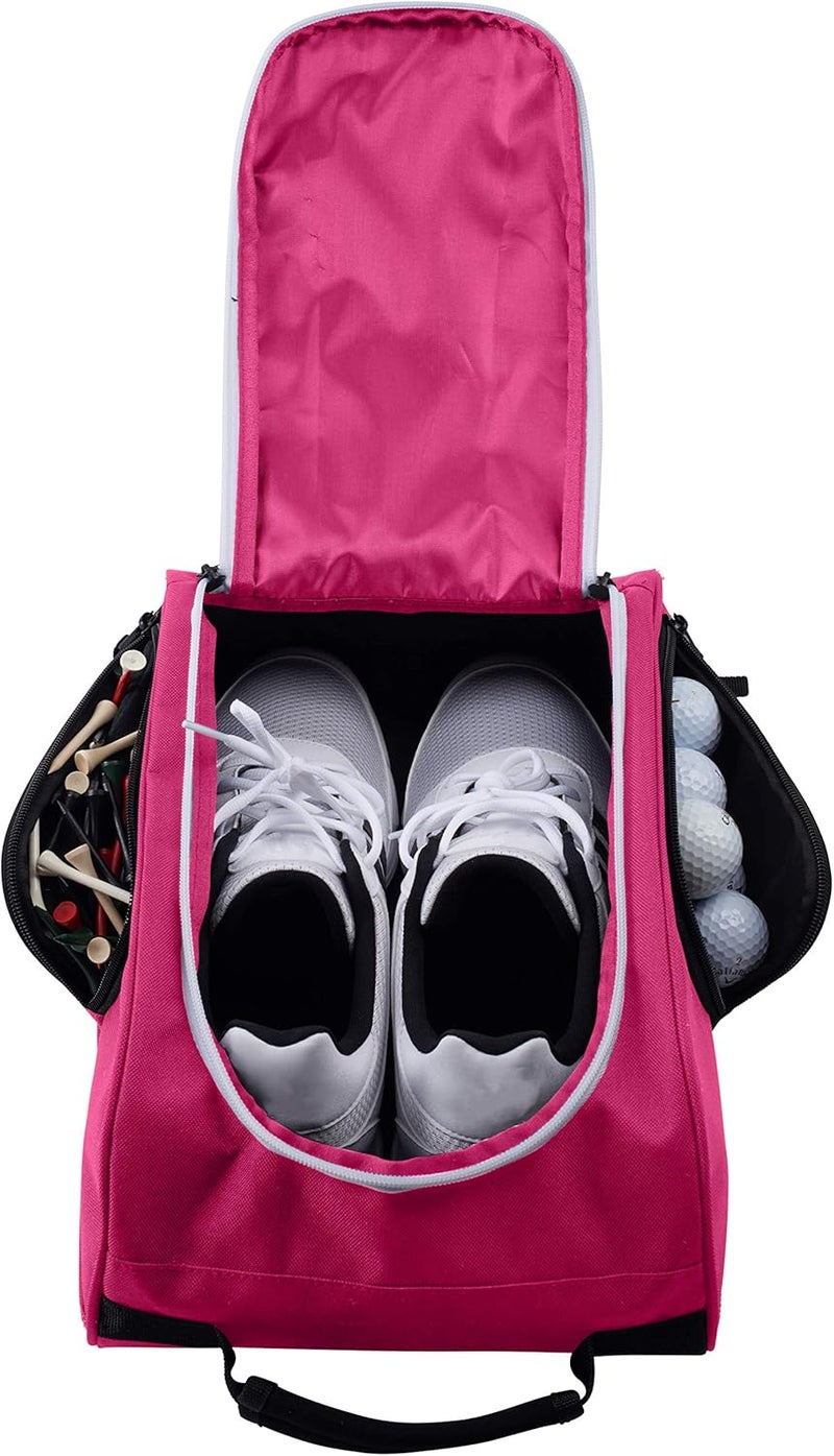 Athletico Golf Shoe Bag - Zippered Shoe Carrier Bags With Ventilation & Outside Pocket for Socks, Tees, etc. (Pink) - Image 1