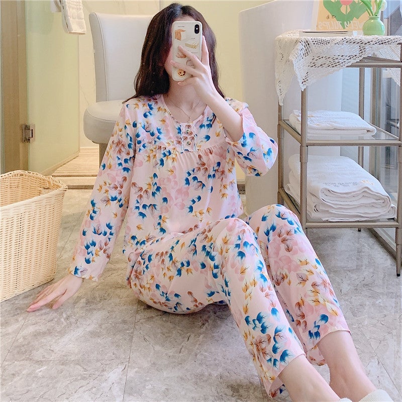 Women's Long-Sleeve Pajama Set, Lightweight Rayon - Image 1