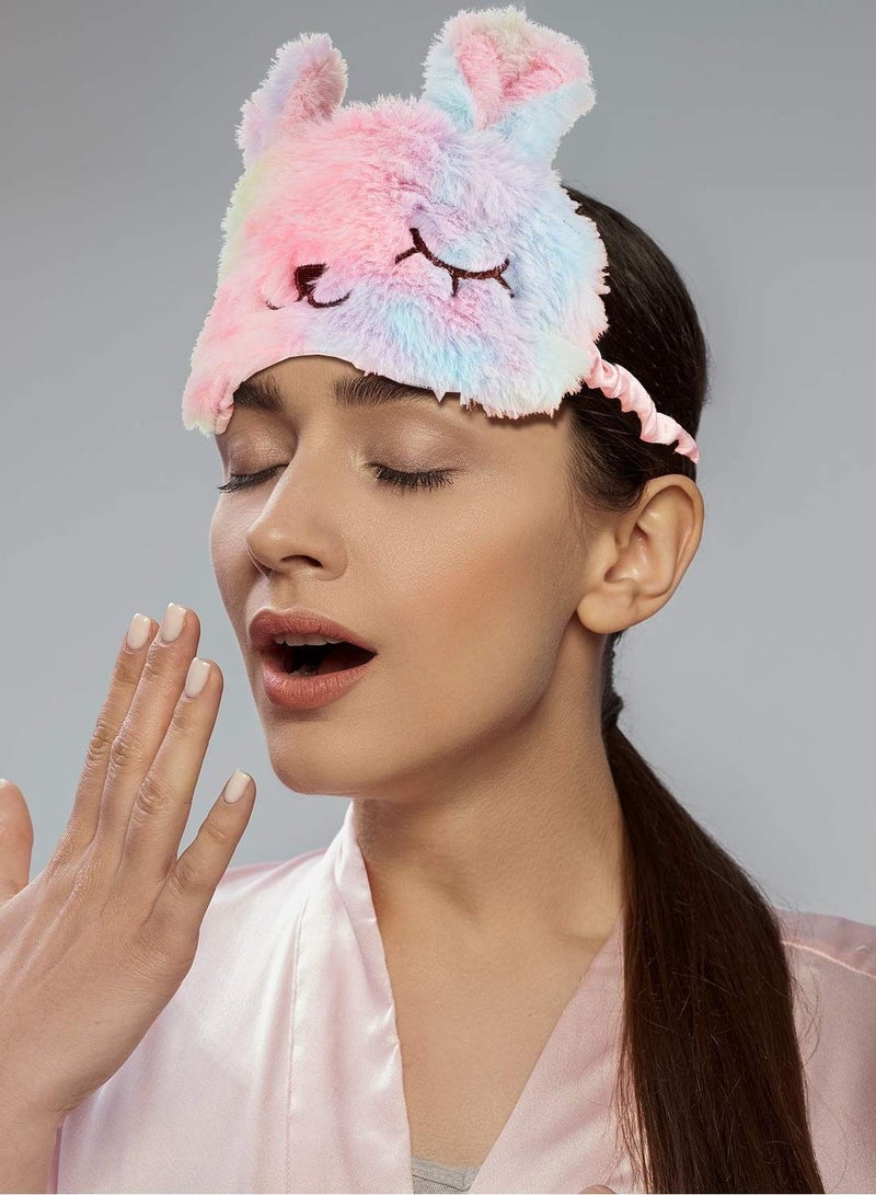 NIBEMINENT Plush Sleeping Eye Cover 3 Pieces Soft Funny Blindfold Cat Sleep Animal Shade for Kids Girls and Adult Travel (Bunny, Unicorn Style, Rainbow Color)  - Image 5