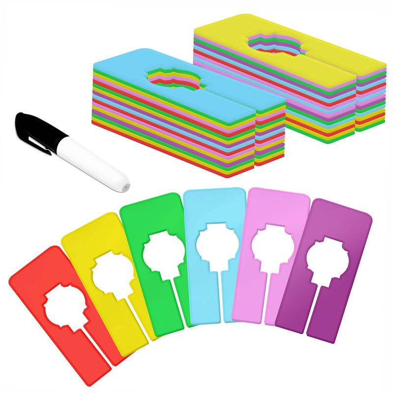 Vantasii 30 PCS Closet Rack Dividers, 6 Colors Rectangular Clothing Hanger Dividers with a Bonus Marker, Writable & Reusable for Sorting Clothes Size, Color Brand - Image 1