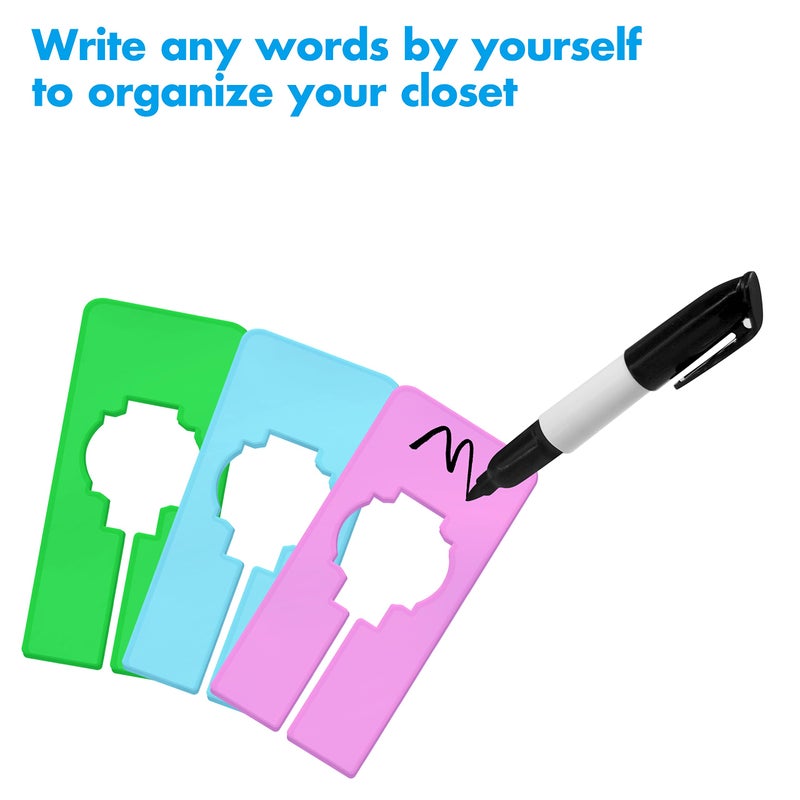 Vantasii 30 PCS Closet Rack Dividers, 6 Colors Rectangular Clothing Hanger Dividers with a Bonus Marker, Writable & Reusable for Sorting Clothes Size, Color Brand - Image 4