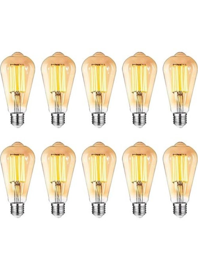 Qenos Pack of 10 QENOS LED Decorative Bulbs 5W – Warm Yellow Light – E27 Base – Vintage Design – Energy Saving - Image 1