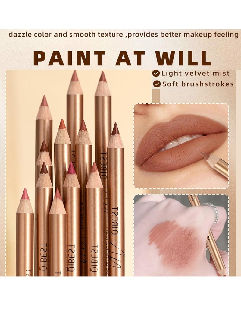 QiBest 12Pcs Lip Line Velvet Dazzle Color Lipstick Pencil Matte Lipstick Lip Liner Pencil Set Smooth and Long Lasting Makeup Lippie Pencil Creamy Lips Liner High Pigmented Natural Makeup Matte Lipstick Plumping Lips Pencil Lip Liner Set - Image 3