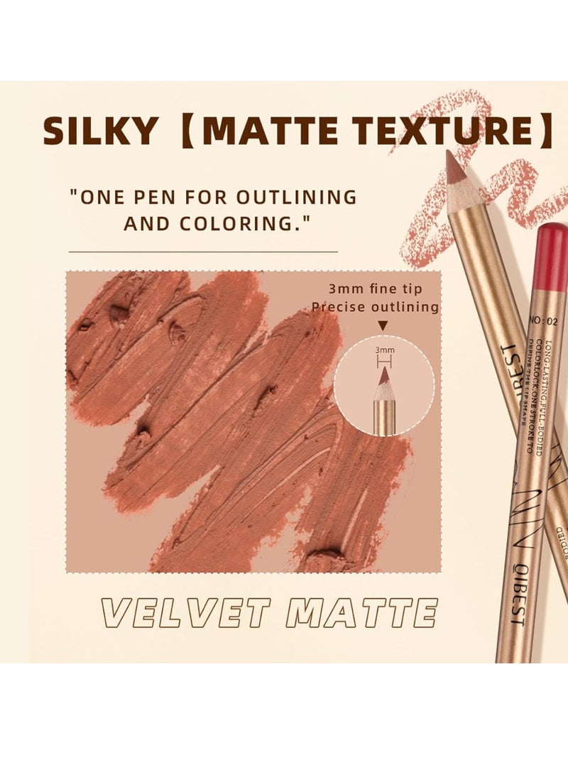 QiBest 12Pcs Lip Line Velvet Dazzle Color Lipstick Pencil Matte Lipstick Lip Liner Pencil Set Smooth and Long Lasting Makeup Lippie Pencil Creamy Lips Liner High Pigmented Natural Makeup Matte Lipstick Plumping Lips Pencil Lip Liner Set - Image 4