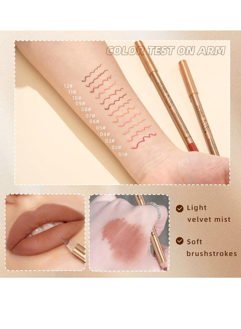QiBest 12Pcs Lip Line Velvet Dazzle Color Lipstick Pencil Matte Lipstick Lip Liner Pencil Set Smooth and Long Lasting Makeup Lippie Pencil Creamy Lips Liner High Pigmented Natural Makeup Matte Lipstick Plumping Lips Pencil Lip Liner Set - Image 5