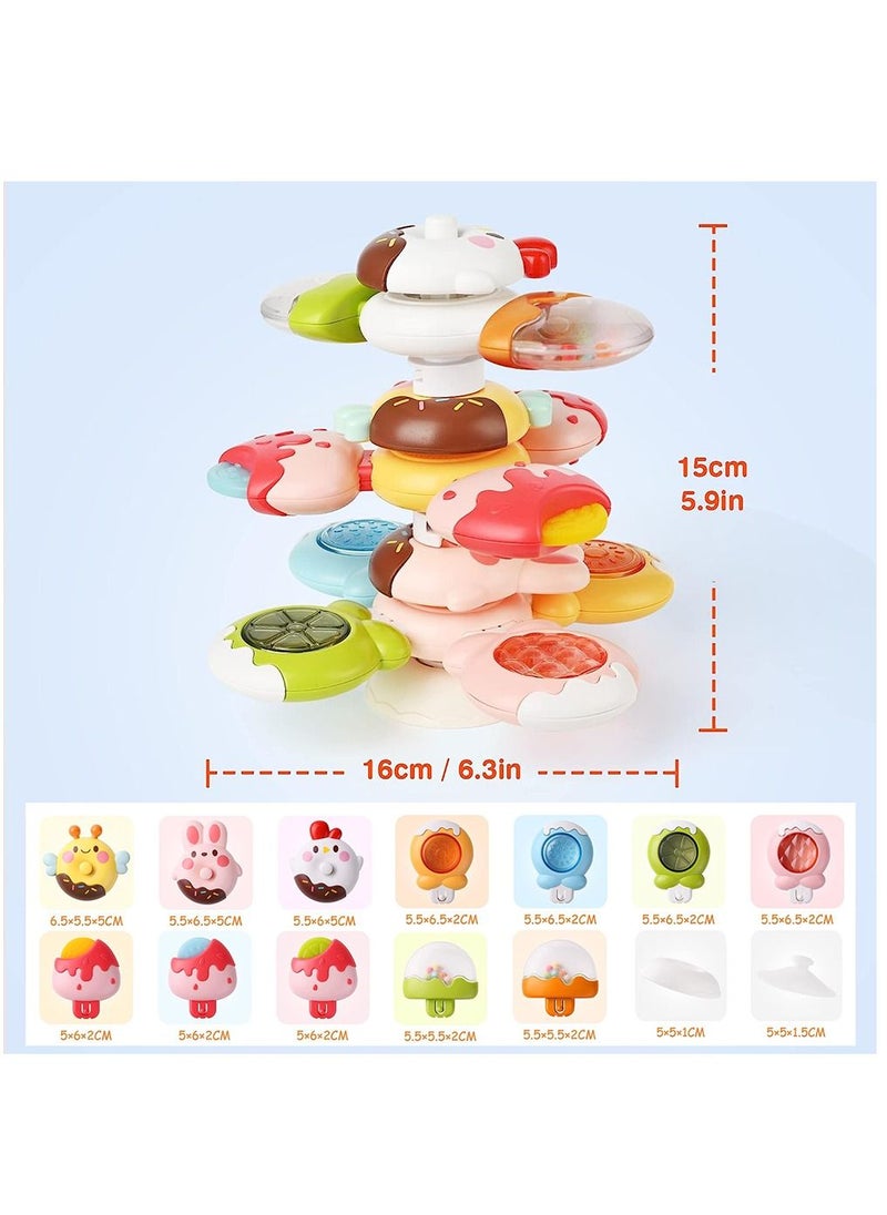 Arabest - Suction Cup Spinner Toy, Children's spinner toys, 3 piece Baby hand spinner, rotating toy for baby bath, Sensory Learning Toys for Kids - Image 1