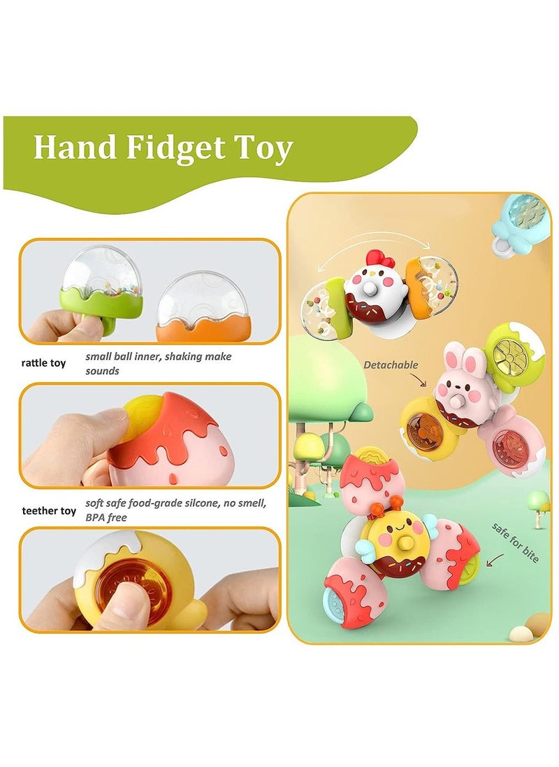 Arabest - Suction Cup Spinner Toy, Children's spinner toys, 3 piece Baby hand spinner, rotating toy for baby bath, Sensory Learning Toys for Kids - Image 1