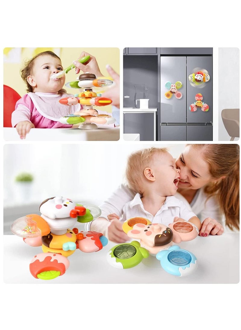 Arabest - Suction Cup Spinner Toy, Children's spinner toys, 3 piece Baby hand spinner, rotating toy for baby bath, Sensory Learning Toys for Kids - Image 1