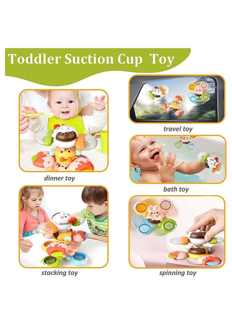 Arabest - Suction Cup Spinner Toy, Children's spinner toys, 3 piece Baby hand spinner, rotating toy for baby bath, Sensory Learning Toys for Kids - Image 1