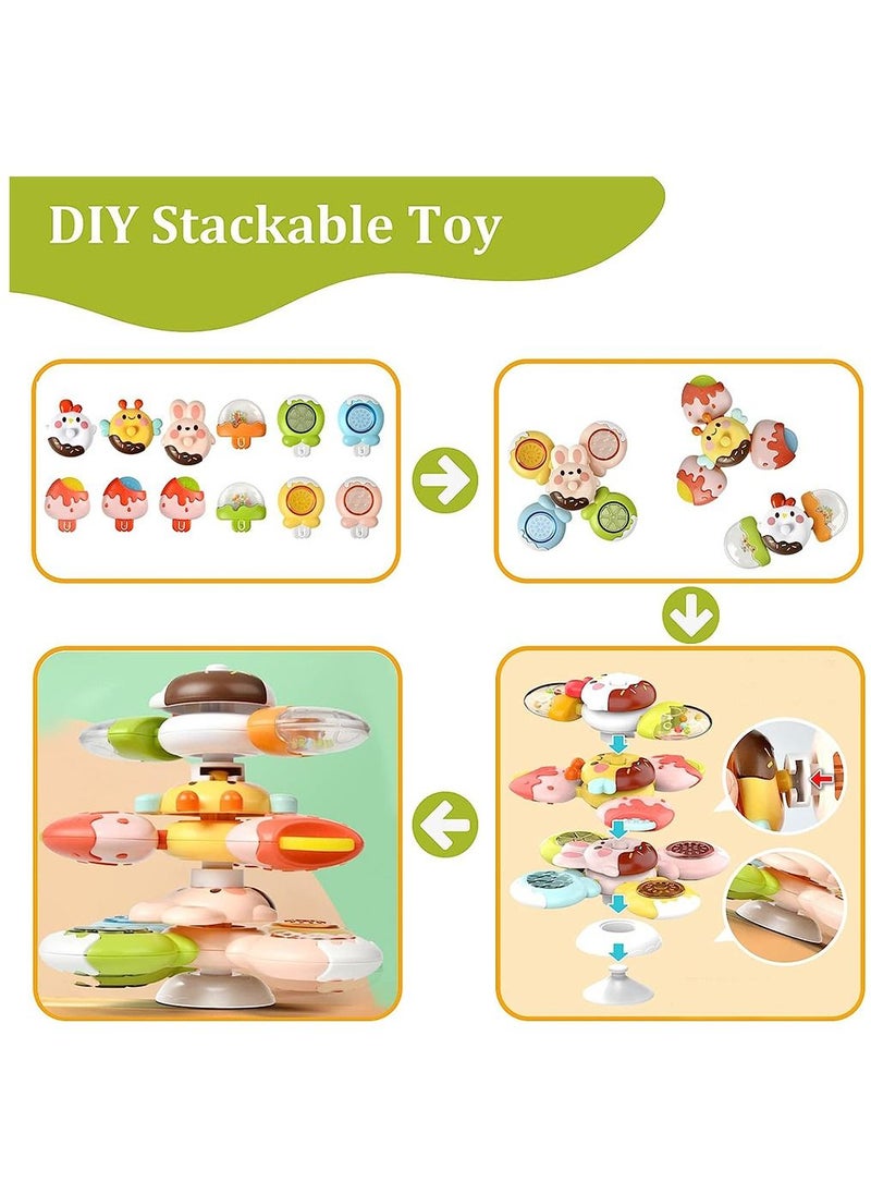 Arabest - Suction Cup Spinner Toy, Children's spinner toys, 3 piece Baby hand spinner, rotating toy for baby bath, Sensory Learning Toys for Kids - Image 1