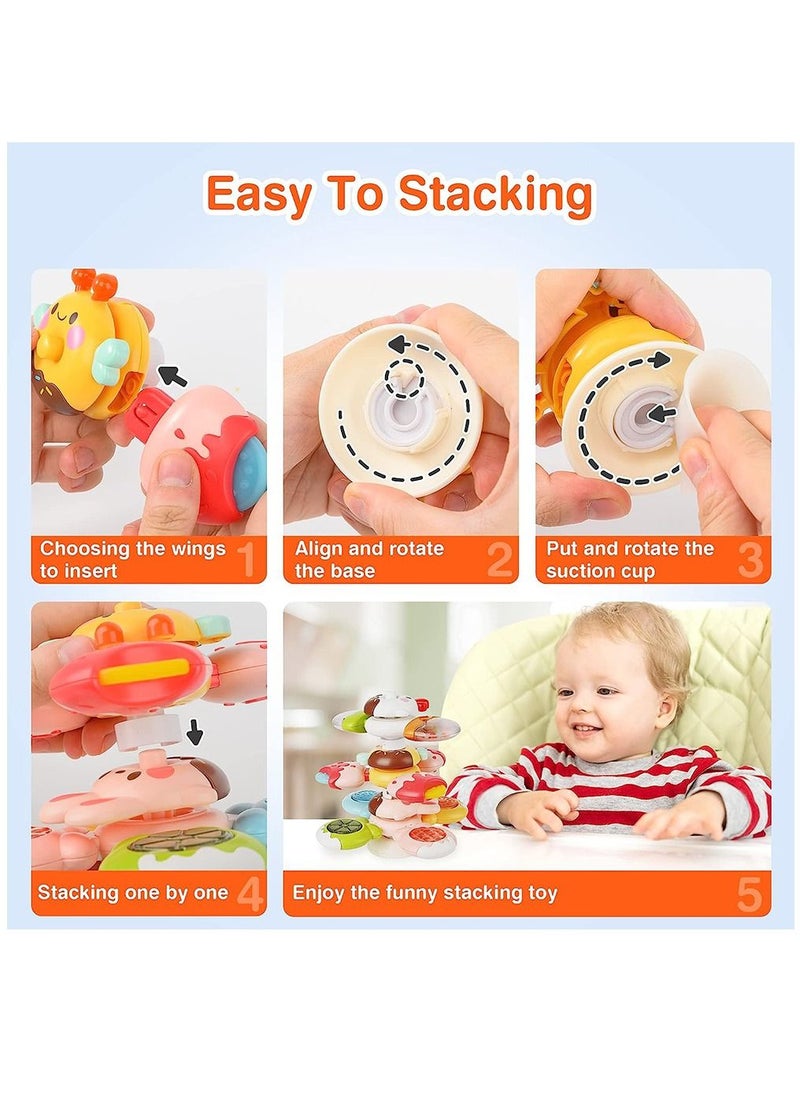 Arabest - Suction Cup Spinner Toy, Children's spinner toys, 3 piece Baby hand spinner, rotating toy for baby bath, Sensory Learning Toys for Kids - Image 1