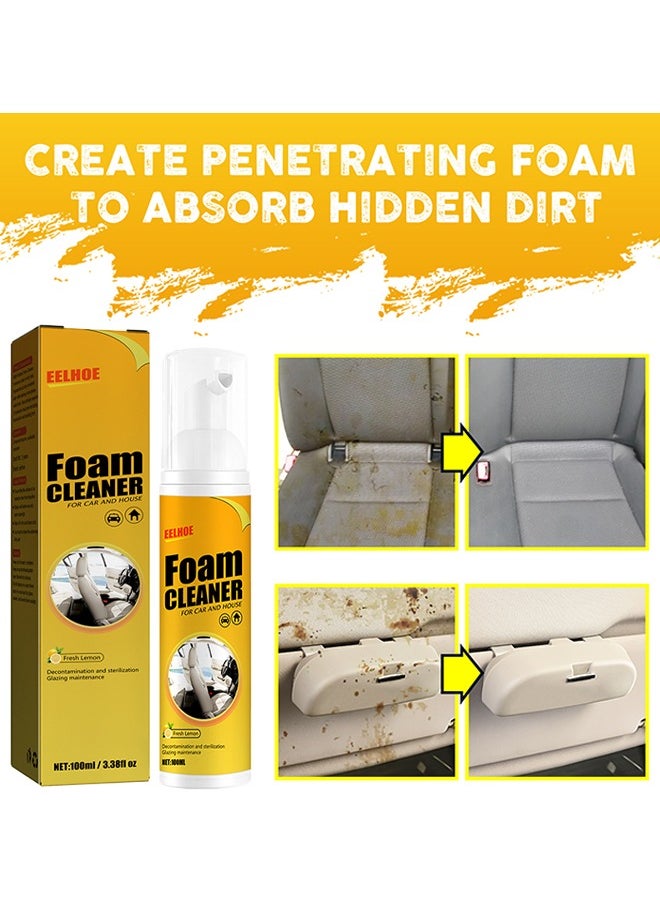 EELHOE - Foam Cleaner, Spray Foam Cleaner, Car Seat Upholstery Strong Stain Remover, Foam Cleaner, Interior Lemony Foam Cleaner, Strong Cleaner Cleaner Spray for Car, Interior, Kitchen 100ml - Image 1