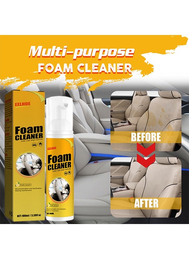 EELHOE - Foam Cleaner, Spray Foam Cleaner, Car Seat Upholstery Strong Stain Remover, Foam Cleaner, Interior Lemony Foam Cleaner, Strong Cleaner Cleaner Spray for Car, Interior, Kitchen 100ml - Image 1