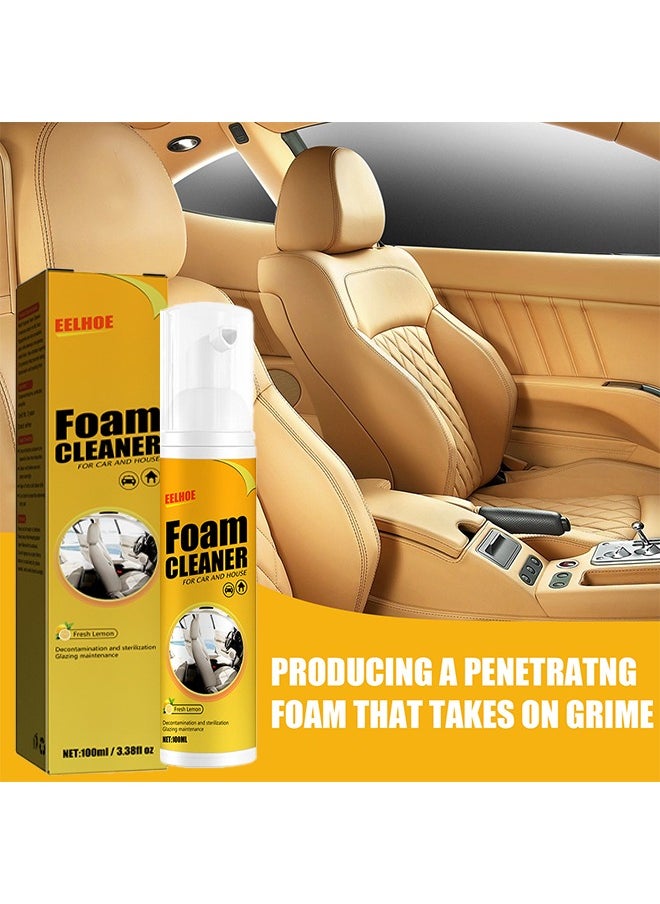 EELHOE - Foam Cleaner, Spray Foam Cleaner, Car Seat Upholstery Strong Stain Remover, Foam Cleaner, Interior Lemony Foam Cleaner, Strong Cleaner Cleaner Spray for Car, Interior, Kitchen 100ml - Image 1