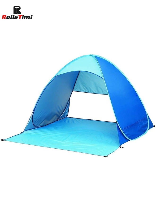 RollsTimi  2 People Outdoor Beach Tent Set Automatic Pop Up Camping Tents,Blue  - Image 1