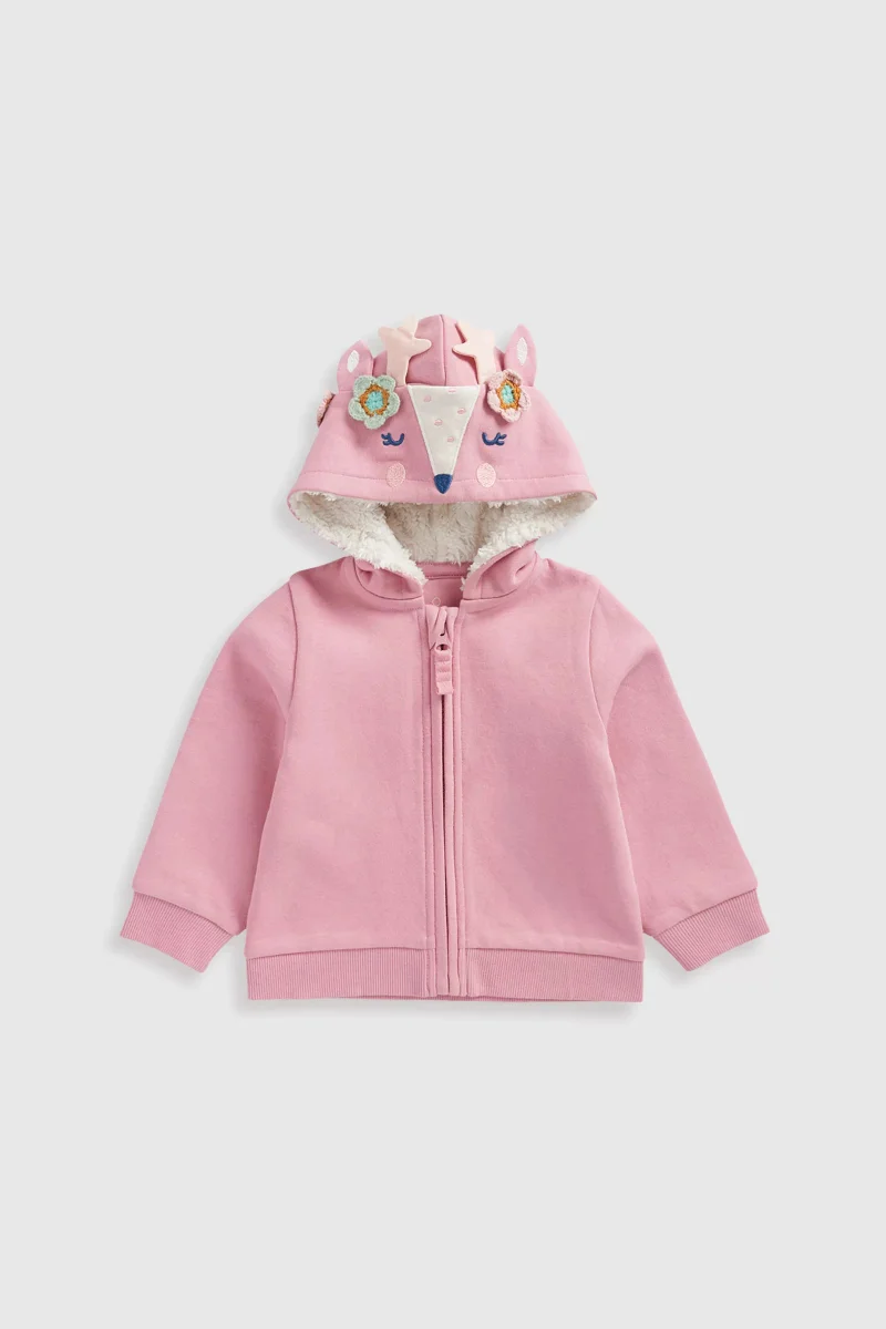 مذركير هودي مزيّنة بطبعة غزال - وردي