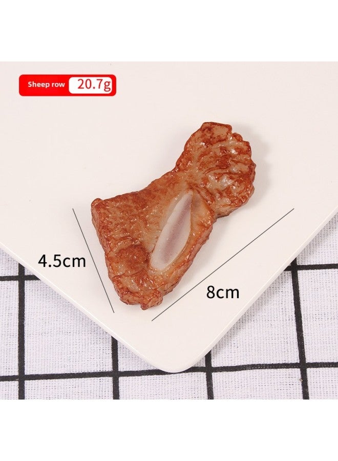 Simulation Food Lamb Chops Model Keychain Creative Denim Row Men's And Women's Bags Pendant Food Shooting Props Wholesale-Color:Lamb Chops-model  - Image 1
