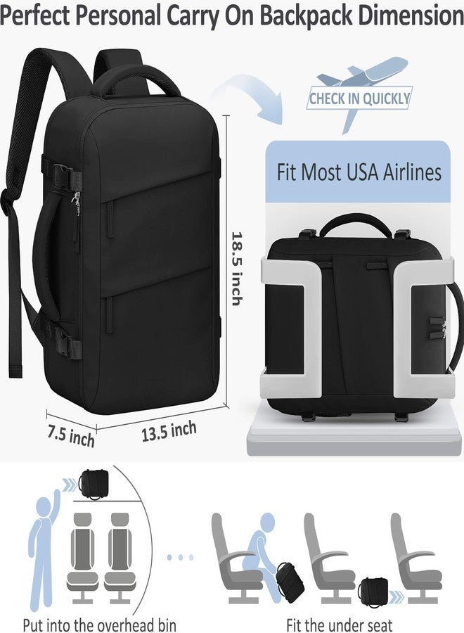 Tenot Travel Carry on Backpack, Laptop Backpack Flight Approved Personal Item Backpack, Black, Large-15.6 Inch, Travel Backpacks - Image 2