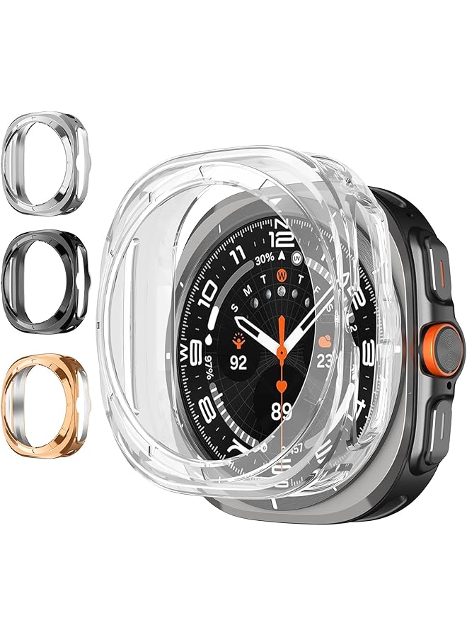erorex 4 Pack Case Compatible With Samsung Galaxy Watch Ultra 47Mm 2024 Premium Soft Tpu Slim Plated Protective Bumper Shell Cover Black Rose Gold Clear Silver  - Image 1