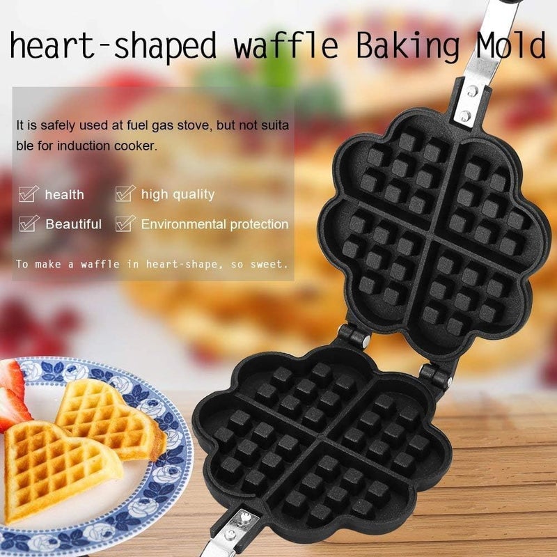 VANVASS Heart Shaped NonStick Waffle Maker DoubleSide Waffle Baking Pan Aluminum Alloy Standard Size NonStick Coating - Image 4