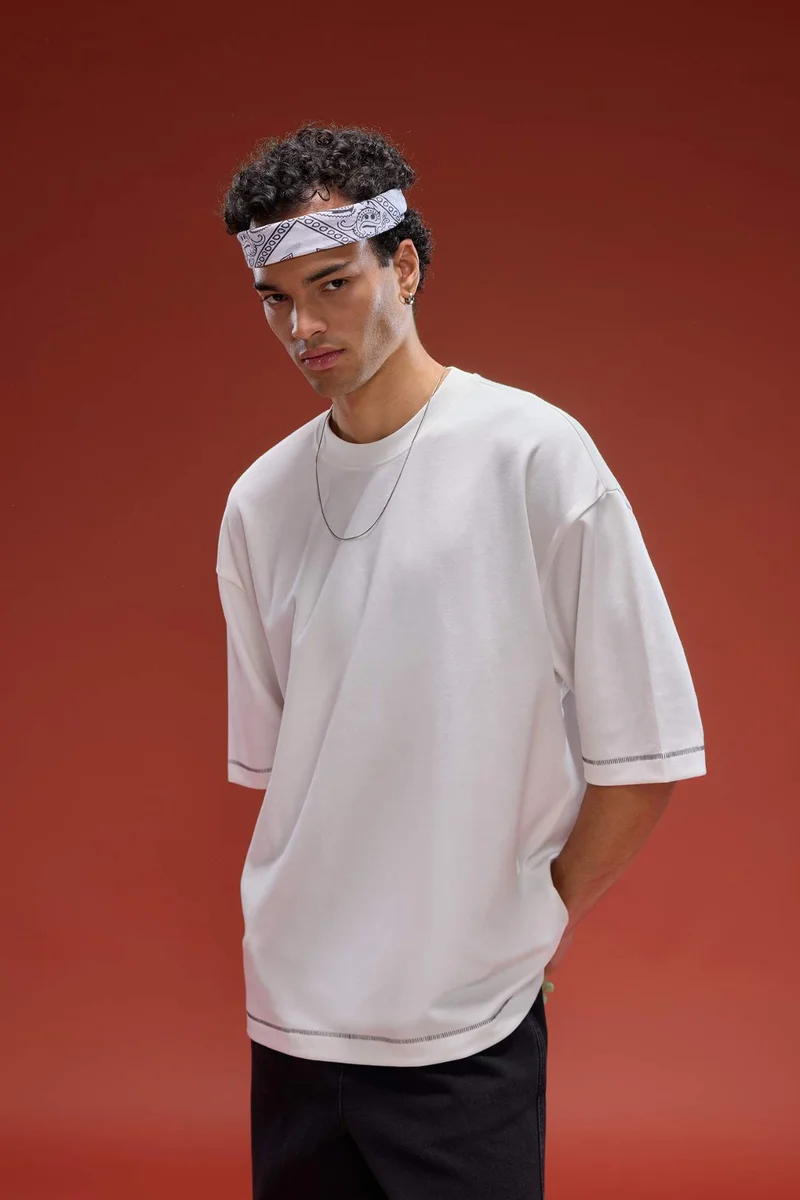 ديفاكتو Loose Fit Crew Neck Short Sleeve Heavy Fabric T-Shirt