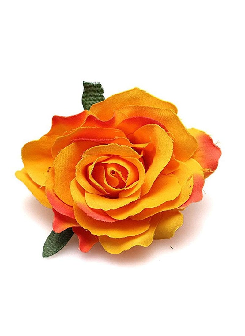 VEICOSTT - Women Rose Flower Hair Clip Hair Accessories Flower Brooch Pin ZFJ11 Orange - Image 1