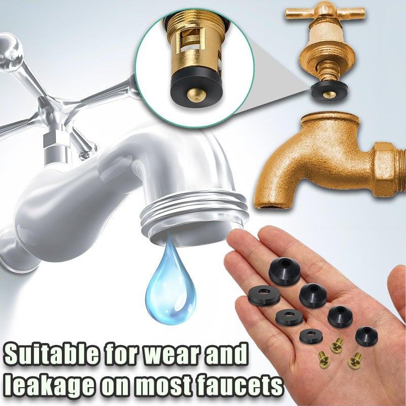 48 PCS Faucet Washer Assortment Kit Outdoor Faucet Repair Kit with Brass Screws Flat and Beveled Washers for Use with Assorted Quick-Opening Style Faucets Stem Worn Out Washer Replacements (48 PCS) - Image 4