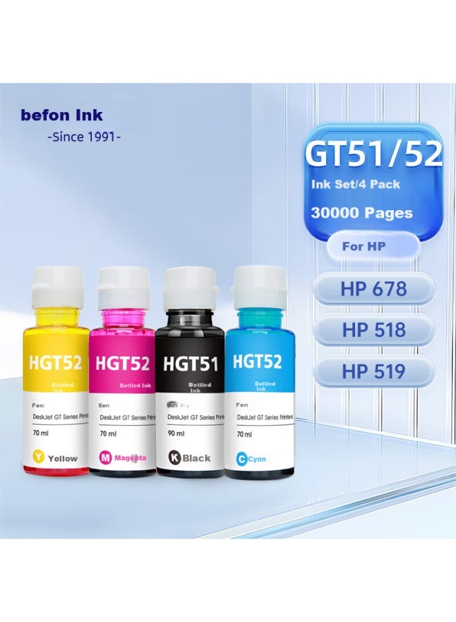 Befon Deyin Gt51/Gt52 Four-Color Ink Compatible With Hp Tank 518 519 678 510 538 418 516 511 411 530 531 536 588 Printers Ink Cartridges - Image 1
