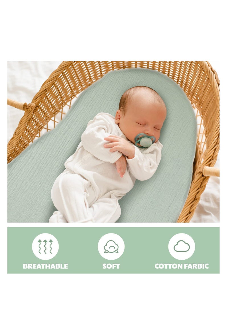 Y&D 2 Pcs Bassinet Sheet for Baby, Cotton Fitted Unisex Mattress Sheets Baby Boy Girl Cradle Moses Basket Oval Rectangle Pad (Green, Pink) - Image 4
