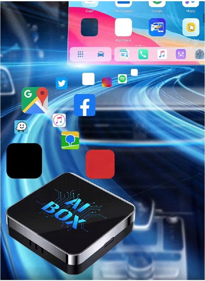 AI Box CarPlay 2 in 1, Wireless CarPlay Adapter, Wired CarPlay to Wireless Dongle, Wireless AI Box Plug & Play