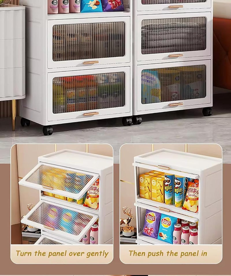 HOUSE OF QUIRK House of Quirk Foldable Storage BoxCloset Organizers and StoragePlastic Storage Cabinet for Craft Toy OrganizerStackable Storage Containers with Doors and Lids for Organization 2Layer 55cm White  - Image 2