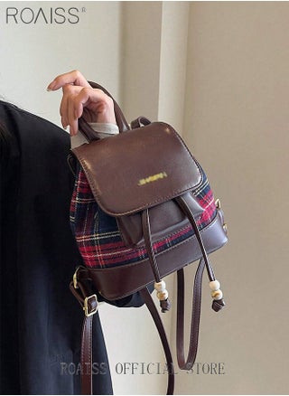 Women Mini Backpack Black and Red Color Scheme with Plaid Decoration Simple and Stylish Flap Design with Drawstring Closure for Double Security and Anti Theft Protection Ideal for School and Commuting - pzsku/Z91A3C420EA2687353D57Z/45/_/1734921141/8fe20ace-f084-4e25-ba45-18de6ef26102